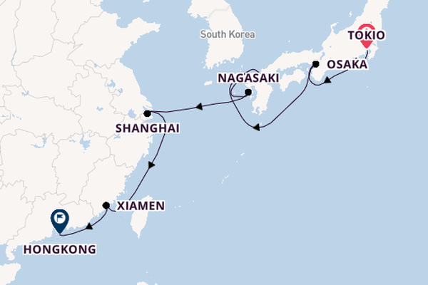 Japan vanaf Tokio, Japan met de Westerdam