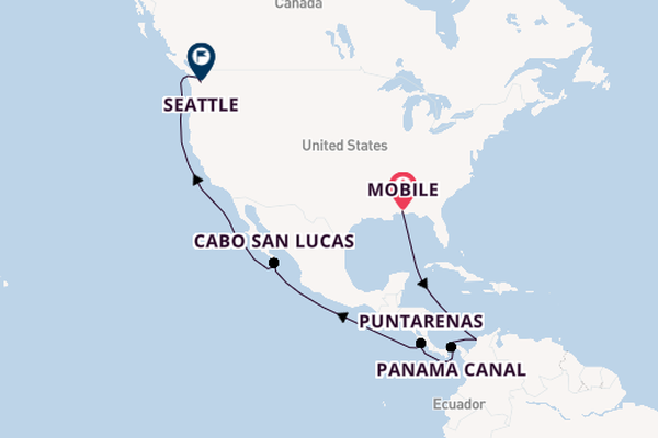 Central America from Mobile, Alabama, USA with the Carnival Spirit