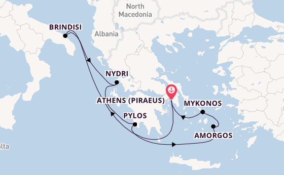 Eastern Mediterranean from Athens (Piraeus), Greece with the EXPLORA II