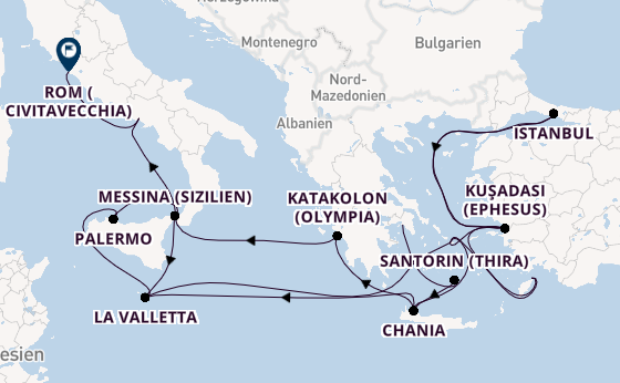 Mittelmeer ab Piräus (Athen), Griechenland auf der Enchanted Princess
