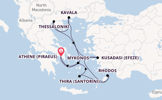 Oostelijke Middellandse Zee vanaf Athene (Piraeus), Griekenland met de Celebrity Infinity