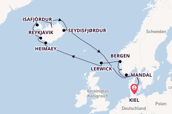 Arktis ab Kiel, Deutschland auf der VASCO DA GAMA