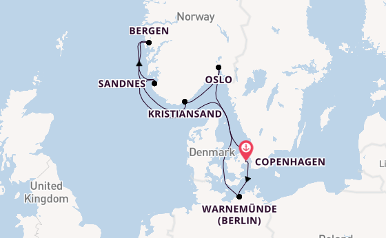 Norway from Copenhagen, Denmark with the MSC Splendida