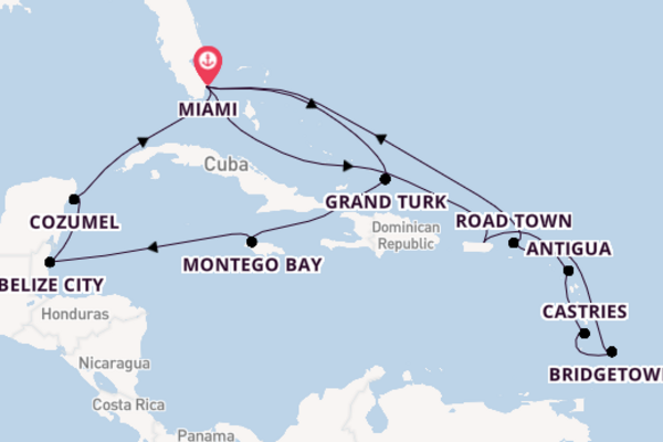 Caribbean vanaf Miami, United States met de Queen Elizabeth