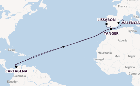 trans-Atlantisch vanaf Palma de Mallorca, Mallorca, Spanje met de HANSEATIC nature