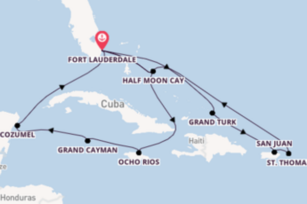 15-daagse cruise met de Eurodam vanuit Fort Lauderdale