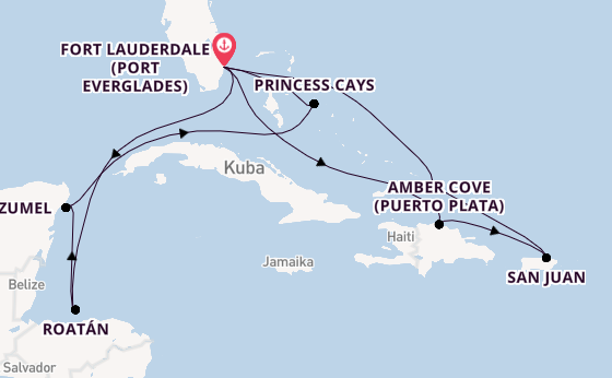 Karibik ab Fort Lauderdale (Port Everglades), USA auf der Sun Princess
