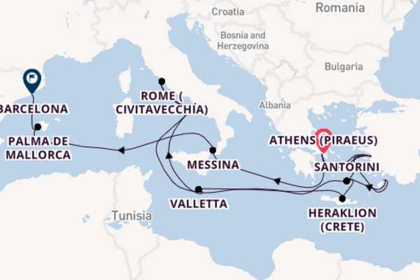 Mediterranean Sea from Athens (Piraeus), Greece with the Majestic Princess