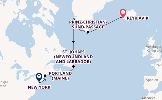 Transatlantik ab Reykjavik, Island auf der Azamara Quest