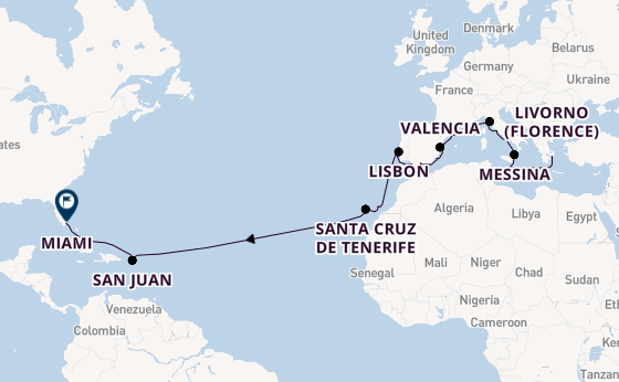Transatlantic from Athens (Piraeus), Greece with the Aurelia