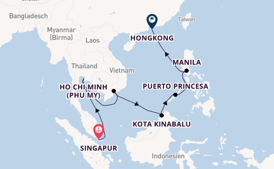 Südostasien ab Singapur, Singapur auf der Noordam