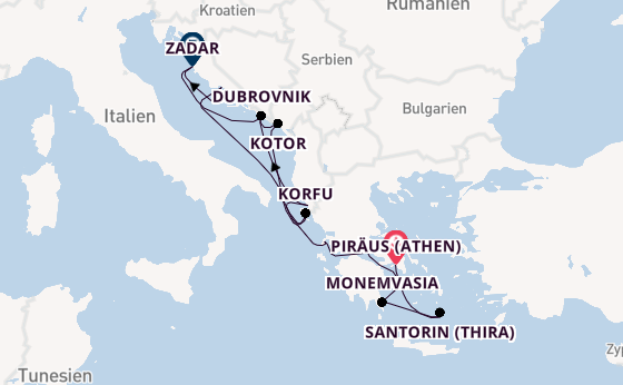 Östliches Mittelmeer ab Piräus (Athen), Griechenland auf der Seabourn Quest