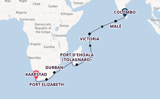 Indische Oceaan vanaf Kaapstad, Zuid-Afrika met de Artania