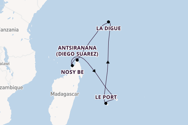Indische Oceaan vanaf Mahé, Seychellen met AIDAblu