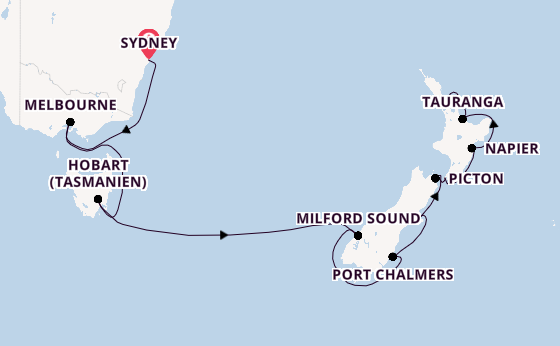 Australien und Neuseeland ab Deutschland auf der Westerdam