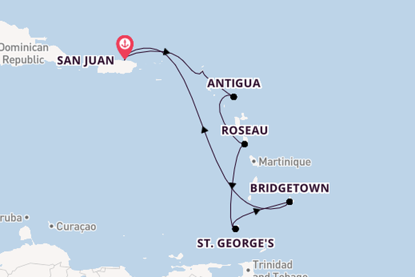 Caribbean vanaf San Juan, Puerto Rico met de Grand Princess