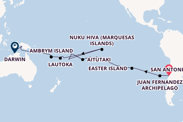 Transpacific from San Antonio, Chile with the Seabourn Pursuit