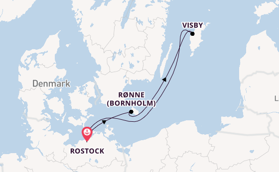 Oostzee vanaf Rostock, Warnemünde, Duitsland met de Mein Schiff 7