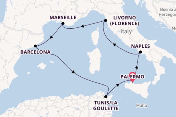 Western Mediterranean From Palermo with the MSC Seaside