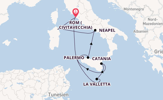 Westliches Mittelmeer ab Civitavecchia (Rom), Italien auf AIDAstella