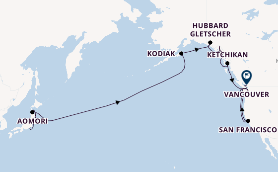 Transpazifik ab Tokio, Japan auf der Seven Seas Splendor
