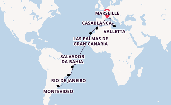 Transatlantic from Marseille, France with the MSC Splendida