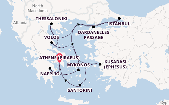 Eastern Mediterranean from Athens (Piraeus), Greece with the Silver Nova