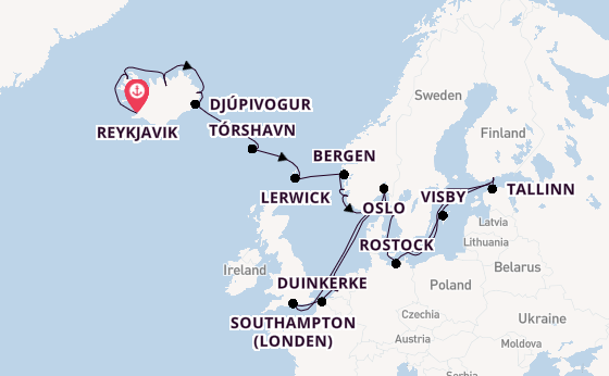 Noorwegen vanaf Reykjavik, IJsland met de Insignia