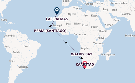 Zuidelijk Afrika vanaf Kaapstad, Zuid-Afrika met AIDAperla