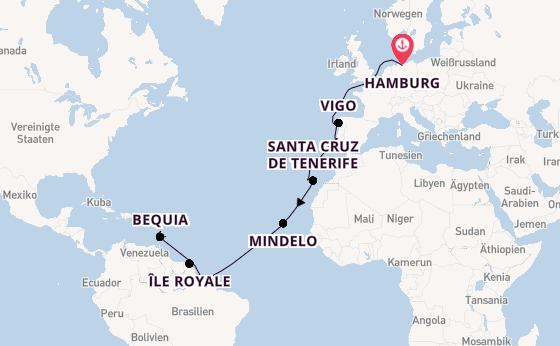 Transatlantik ab Hamburg auf der VASCO DA GAMA