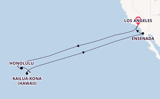 Hawaii from Los Angeles, California, USA with the Crown Princess