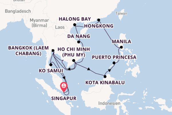 Südostasien ab Singapur, Singapur auf der Westerdam