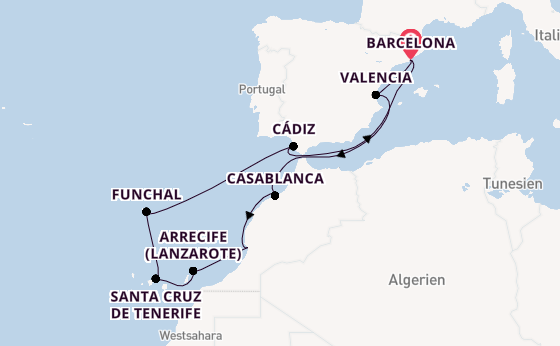 Westliches Mittelmeer ab Barcelona, Spanien auf der EXPLORA I