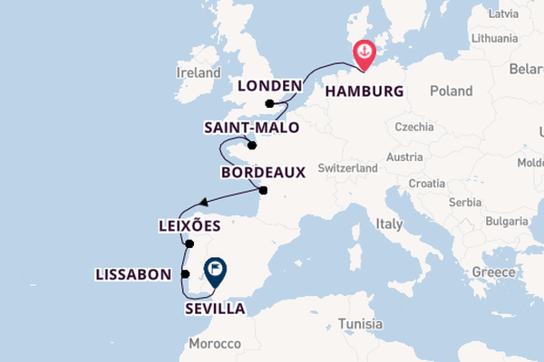 Portugal vanaf Hamburg, Duitsland met de HANSEATIC spirit