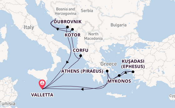 Mediterranean Sea from Valletta, Malta with the Azura