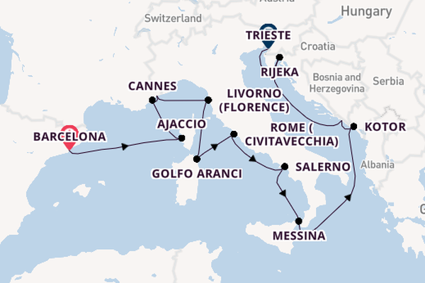 Western Mediterranean from Barcelona, Spain with the Seven Seas Prestige