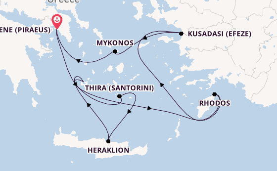 Oostelijke Middellandse Zee vanaf Athene (Piraeus), Griekenland met de Silver Nova