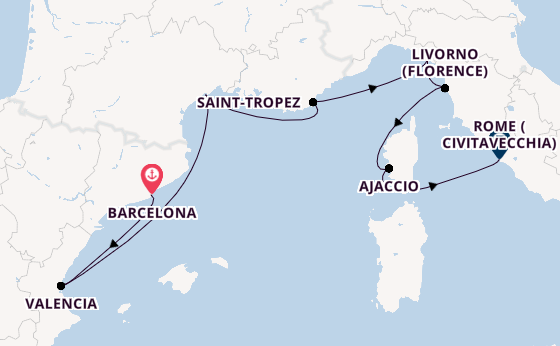 Western Mediterranean from Barcelona, Spain with the Allura