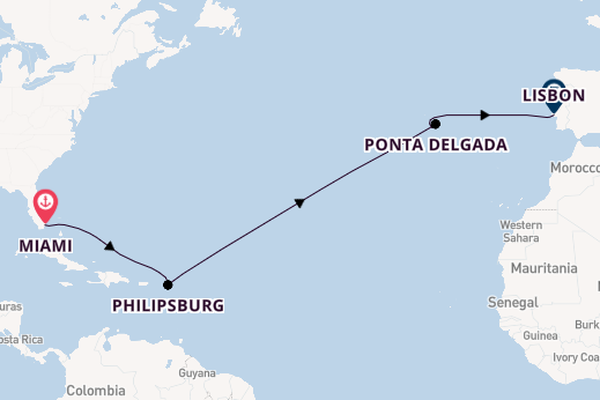 Transatlantic from Miami, Florida, USA with the MSC Meraviglia