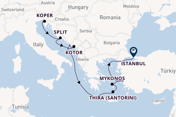Oostelijke Middellandse Zee vanaf Triëst, Italië met de Norwegian Pearl