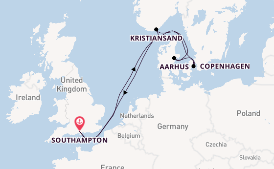 British Isles from Southampton, England with the Britannia 