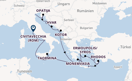 Mittelmeer ab Venedig, Italien auf der Azamara Onward