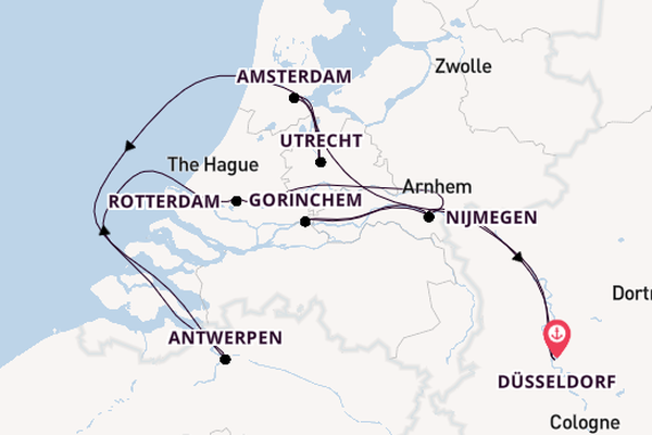 Waal vanaf Düsseldorf, Duitsland met de VIVA ONE