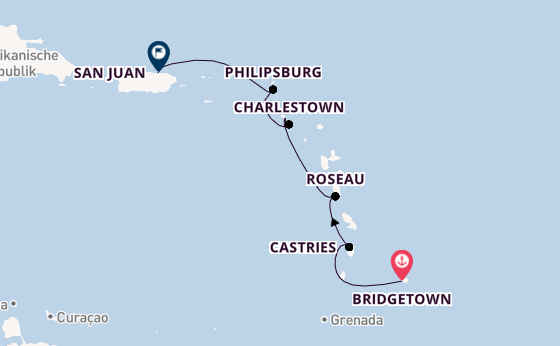 Karibik ab Bridgetown, Barbados auf der Azamara Journey