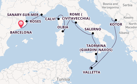 Western Mediterranean from Barcelona, Spain with the Seabourn Ovation 