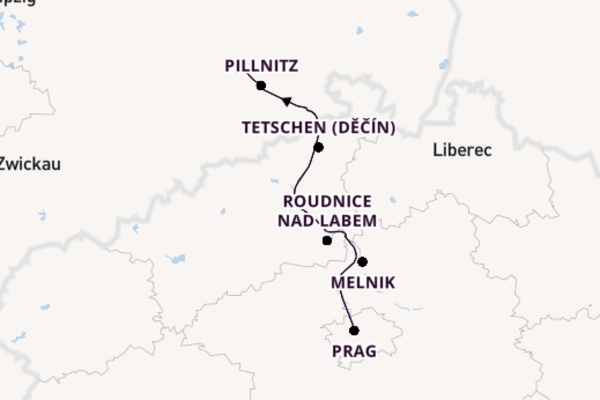 Elbe ab Dresden, Deutschland auf der MS Sans Souci