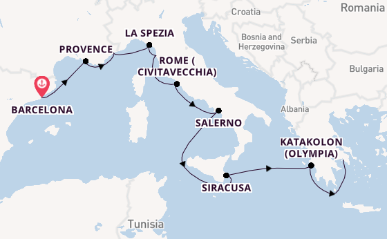 Western Mediterranean from Barcelona, Spain with the Azamara Onward