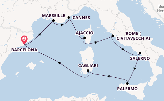 Western Mediterranean from Barcelona, Spain with the Resilient Lady