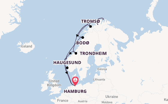 Noorwegen vanaf Hamburg, Duitsland met AIDAmar