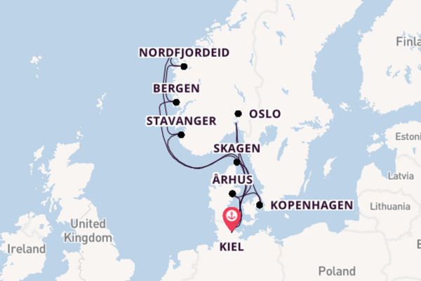 Noorwegen vanaf Kiel, Duitsland met AIDAnova